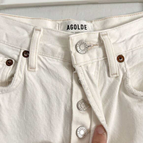 AGOLDE White Riley Distressed Jeans High Rise Cropped  Women’s Size 24 - Picture 4 of 9